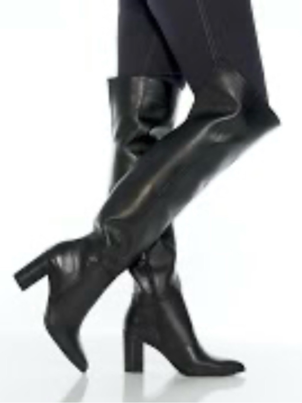 Schutz Mikki Black Leather Over The Knee Tall Block Heel Boots Size 9.5 NEW